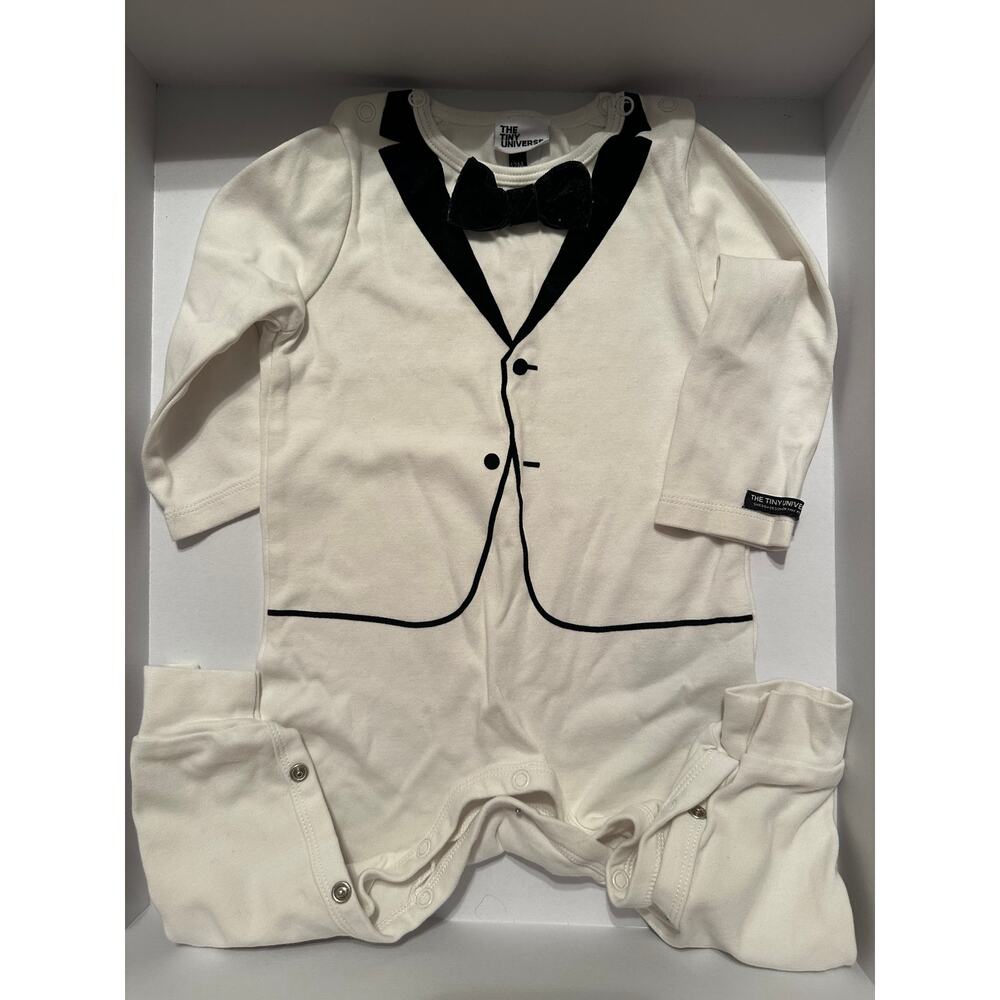 Tuxedo white baby onesie